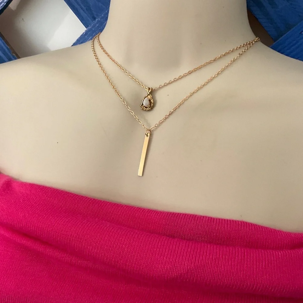 SALE..Double Chain OpalNecklace. Only One - Picture 7 of 9